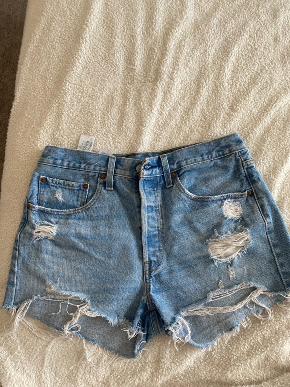 Levi’s 501 Distressed Cutoff Denim Shorts Button Fly Light Wash W30